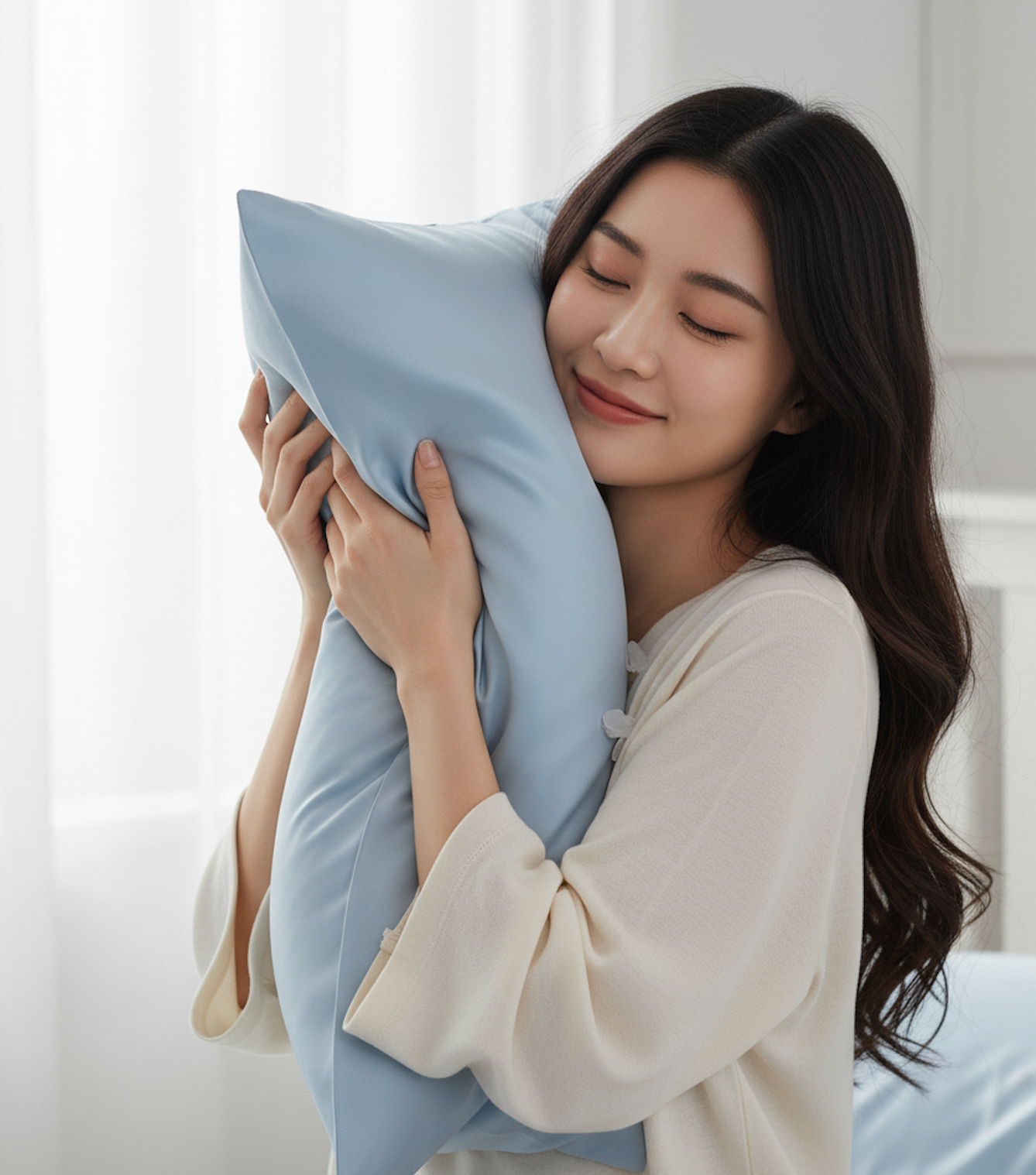 Baby Blue Zippered Silk Pillowcase (NEW)