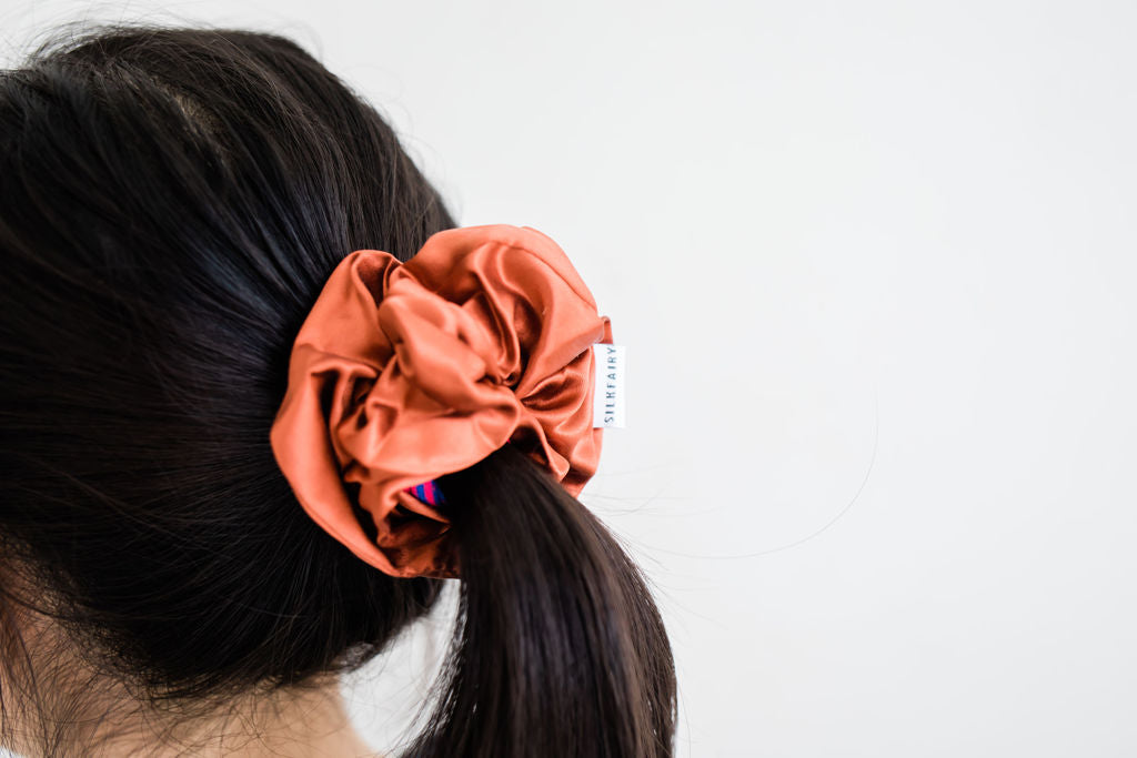 Rust Silk Scrunchie