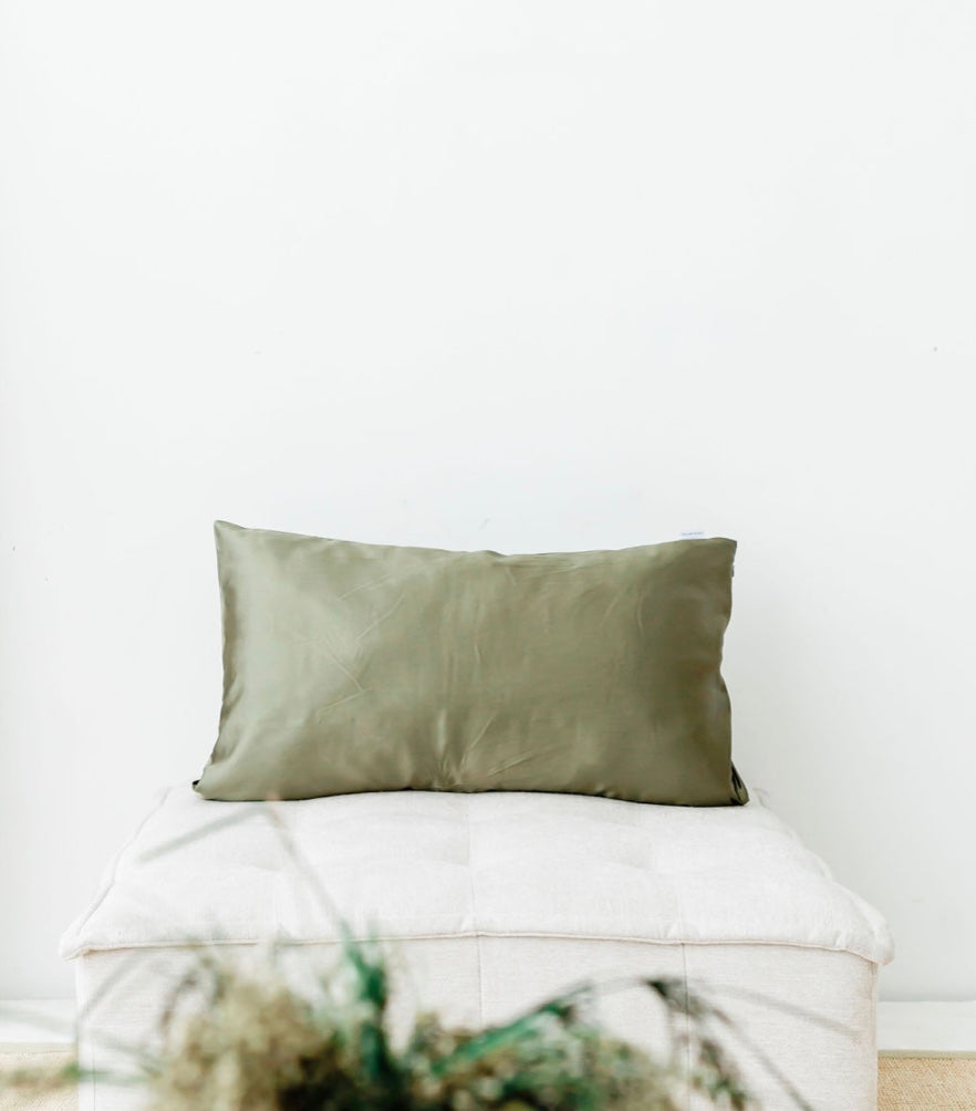 Sage Green & Olive Silk Pillowcase (New Colours Sale)