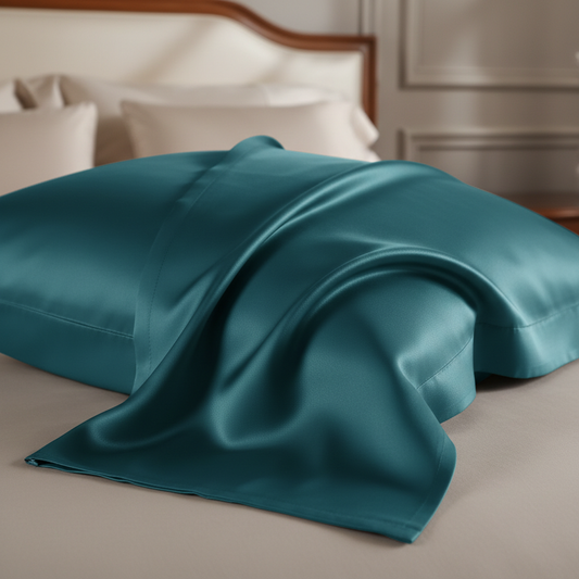 teal silk pillowcase in teal colour