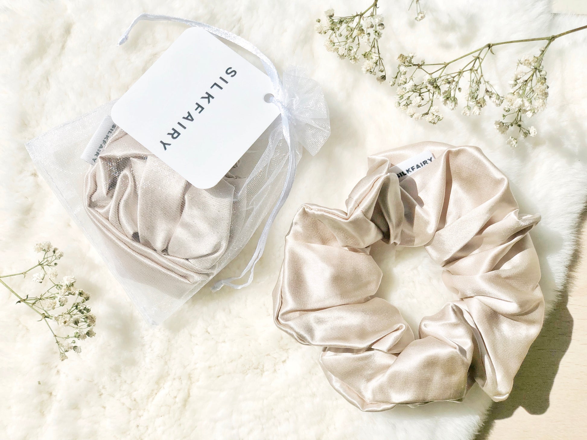 silkfairy silk scrunchie caramel 