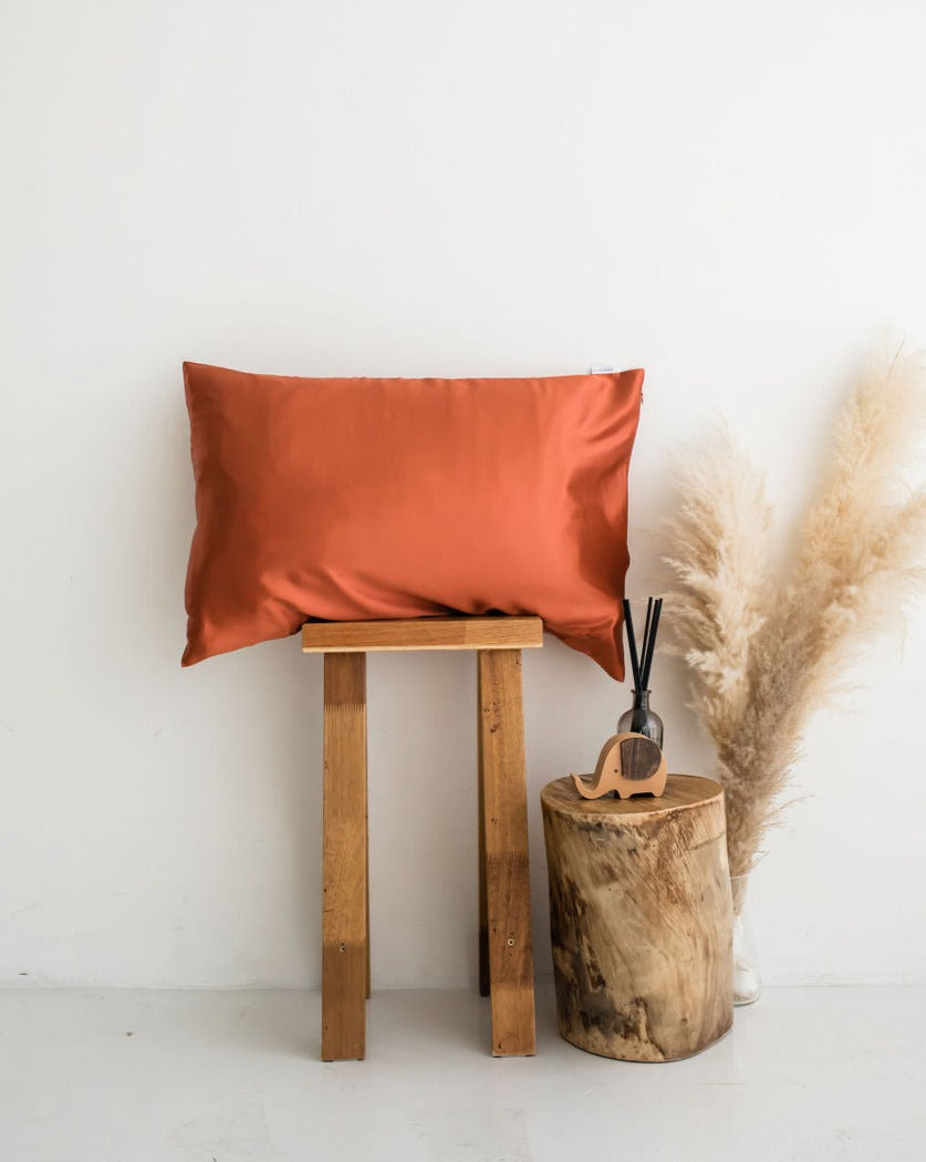 Rust Zippered Silk Pillowcase