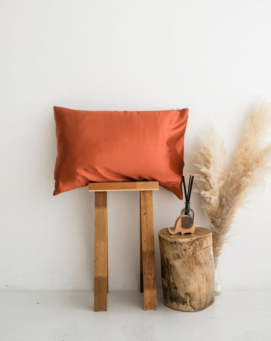 Rust Zippered Silk Pillowcase