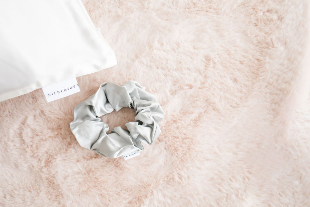 Silver Silk Scrunchie