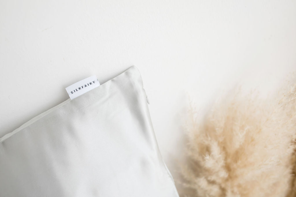 Silver Zippered Silk Pillowcase