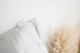 (New) Silver Zippered  Silk Pillow Case
