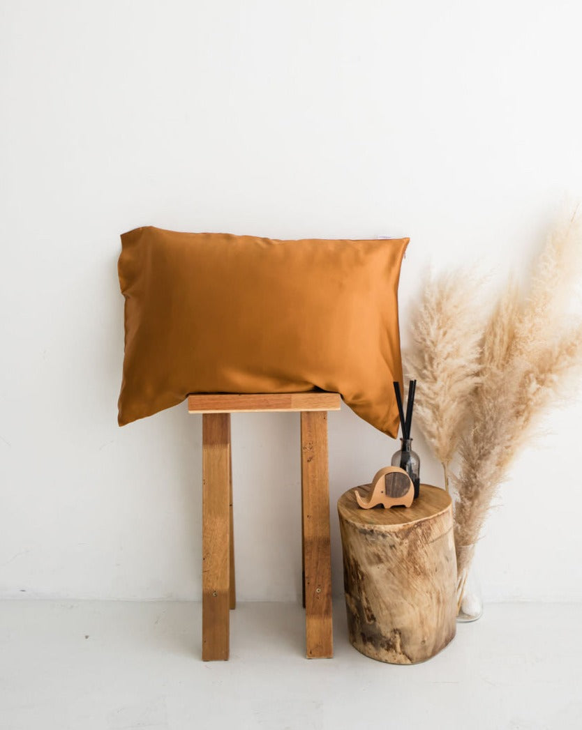 Gold Zippered Silk Pillowcase